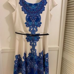 Blue and white dress